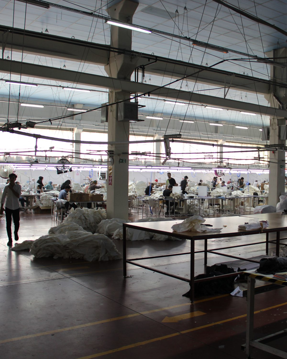 CRISTAL7 denim production floor in Istanbul — sewing lines in full operation